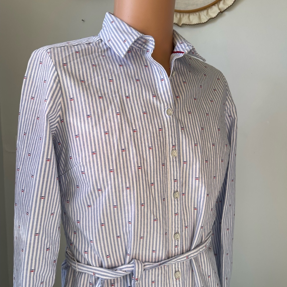 Brooks brothers red fleece button down tie dress